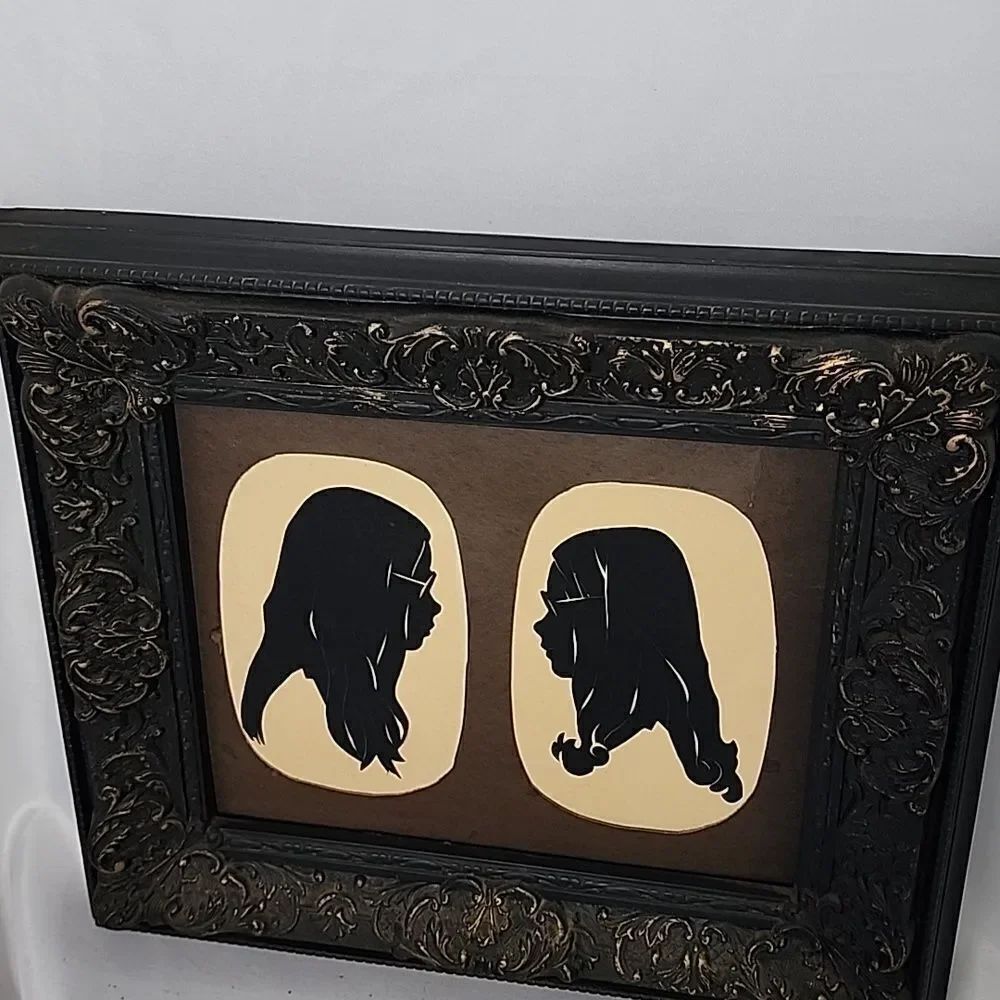 Vintage 70's Silhouettes In Vintage Ornate Black Frame With Brushed Brass Tone